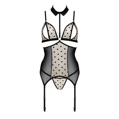 Корсет с открытой грудью Passion DOMINICA CORSET L/XL beige, пажи для чулок, стринги SO8430 фото Купить   Passion (Польща) 2 984 грн