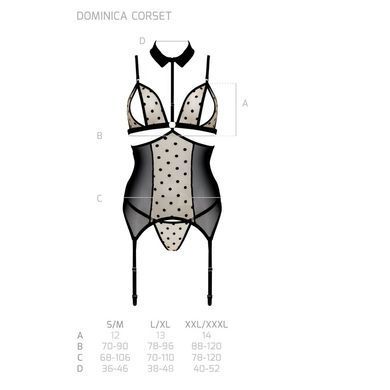 Корсет с открытой грудью Passion DOMINICA CORSET L/XL beige, пажи для чулок, стринги SO8430 фото Купить   Passion (Польща) 2 984 грн