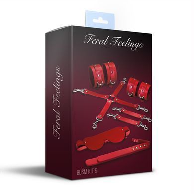 Набор Feral Feelings BDSM Kit 5 Red, наручники, поножи, крестовина, маска, паддл SO8273 фото Купить   Feral Feelings (Україна) 2 568 грн