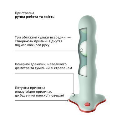 Фалоімітатор Fun Factory BOUNCER, світло-зелений, кульки всередині, ефект вібрації, діаметр 3,9 см SX0998 фото Купити Фалоімітатор Fun Factory BOUNCER, фіолетовий, кульки всередині, ефект вібрації, діаметр 3,9 см  Fun Factory (Німеччина) 2 531 грн