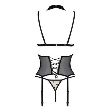 Корсет с открытой грудью Passion DOMINICA CORSET L/XL beige, пажи для чулок, стринги SO8430 фото Купить   Passion (Польща) 2 984 грн