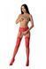 Эротические ажурные колготки-бодистокинг Passion S029 One Size, red, пояс и чулки, с доступом SO8958 фото 1