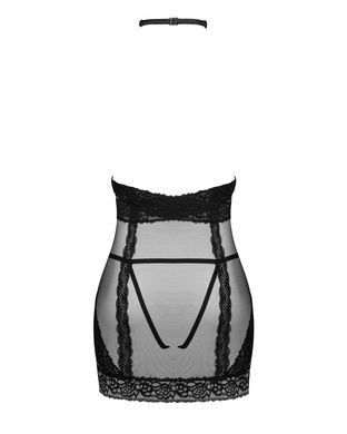 Напівпрозора сорочка з відкритими грудьми Obsessive Lacrisia chemise XS/S, чорна, з чокером SO7286 фото Купити Напівпрозорий набір з прикрасами Obsessive Ivannes top & thong S/M, чорний, топ та танга  Obsessive (Польща) 1 274 грн