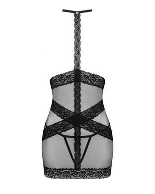 Напівпрозора сорочка з відкритими грудьми Obsessive Lacrisia chemise XS/S, чорна, з чокером SO7286 фото Купити Напівпрозорий набір з прикрасами Obsessive Ivannes top & thong S/M, чорний, топ та танга  Obsessive (Польща) 1 274 грн