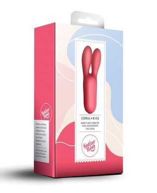 Клиторальный вибратор SugarBoo Coral Kiss с ушками, два мотора, работа от батареек (в комплекте) SO7661 фото Купить   SugarBoo (Великобританія) 1 283 грн