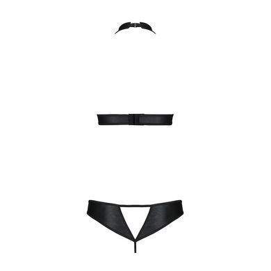 Комплект, открытый топ и трусики из эко-кожи с люверсами Passion MALWIA SET with Open Bra L/XL black SO5768 фото Купить   Passion (Польща) 3 141 грн