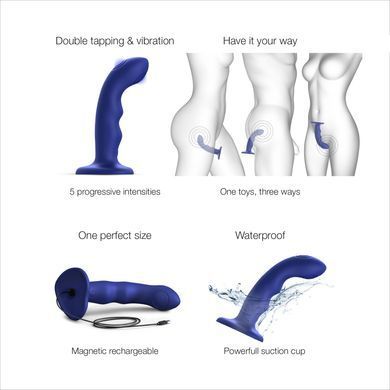 Насадка для страпона з подвійною точковою пульсацією Strap-On-Me TAPPING DILDO WAVE &ndash; NIGHT BLUE, М SO9621 фото Купити Насадка для страпона з подвійною точковою пульсацією Strap-On-Me TAPPING DILDO WAVE &ndash; NIGHT BLUE, М  Strap-On-Me (Франція) 3 787 грн