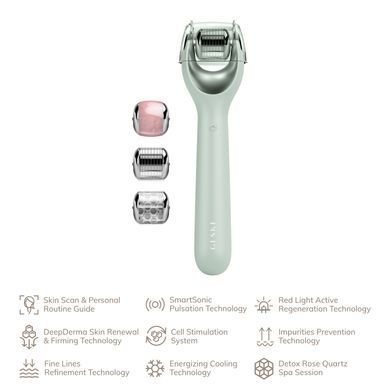Електронний ролер для обличчя з мікроголками GESKE MicroNeedle Face Roller 9в1 green HB0195 фото Купити Електронний ролер для обличчя з мікроголками GESKE MicroNeedle Face Roller 9в1 green  GESKE 1 699 грн