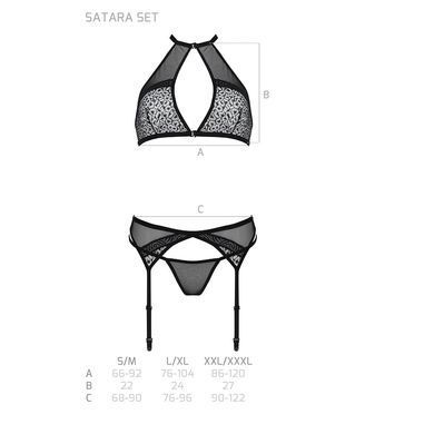 Комплект білизни Passion SATARA SET L/XL black, топ, пояс для панчіх, стрінги SO8481 фото Купити Комплект білизни Passion SATARA SET L/XL black, топ, пояс для панчіх, стрінги  Passion (Польща) 1 690 грн