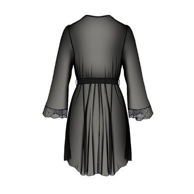 Пеньюар Passion AMBERLY PEIGNOIR 4XL/5XL, black, ажурные декольте и манжеты, широкие рукава SO7053 фото Купить   Passion (Польща) 4 619 грн