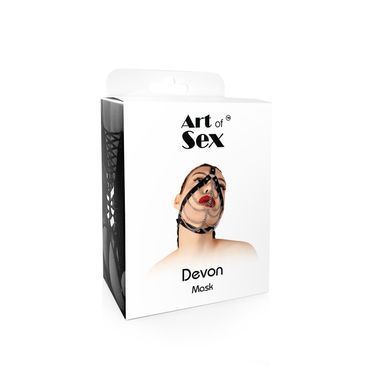 Маска с цепями Art of Sex - Devon, натуральная кожа, цвет черный Art of Sex  &mdash; фото