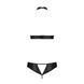 Комплект, открытый топ и трусики из эко-кожи с люверсами Passion MALWIA SET with Open Bra L/XL black SO5768 фото 4