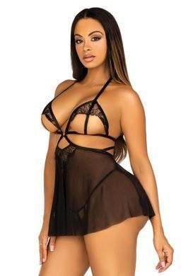 Сорочка бебі-дол з відкритими чашками Leg Avenue Lace and mesh babydoll & panty Black S, стрінги SO9163 фото Купити Сорочка бебі-дол з відкритими чашками Leg Avenue Lace and mesh babydoll & panty Black S, стрінги  Leg Avenue (США) 1 884 грн