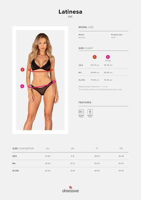 Комплект Obsessive Latinesa 2-pcs set XS/S, бюстгальтер и трусики SO9780 фото Купить   Obsessive (Польща) 1 477 грн
