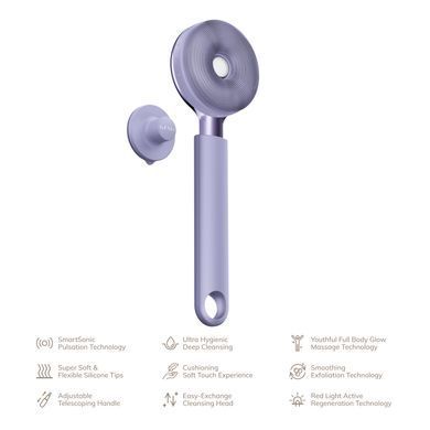Звукова світлодіодна щітка для всього тіла GESKE Sonic LED Full-Body Brush&Intensive Exfoliator 9в1 purple HB0391 фото Купити Звукова світлодіодна щітка для всього тіла GESKE Sonic LED Full-Body Brush&Intensive Exfoliator 9в1 purple  GESKE 3 569 грн