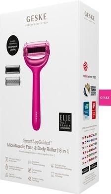 Електронний ролер для обличчя та тіла з мікроголками GESKE MicroNeedle Face&Body Roller 8в1 magenta HB0197 фото Купити Електронний ролер для обличчя та тіла з мікроголками GESKE MicroNeedle Face&Body Roller 8в1 magenta  GESKE 2 129 грн
