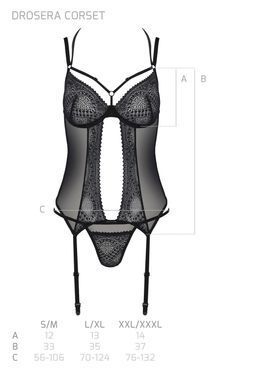Корсет Passion DROSERA CORSET black, L/XL, з кріпленнями для панчіх, трусики в комплекті SX0476 фото Купити Корсет Passion DROSERA CORSET black, L/XL, з кріпленнями для панчіх, трусики в комплекті  Passion (Польща) 3 464 грн