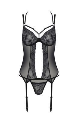 Корсет Passion DROSERA CORSET black, L/XL, з кріпленнями для панчіх, трусики в комплекті SX0476 фото Купити Корсет Passion DROSERA CORSET black, L/XL, з кріпленнями для панчіх, трусики в комплекті  Passion (Польща) 3 464 грн