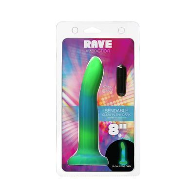 Светящийся в темноте фаллоимитатор ADDICTION Rave 8&Prime; Glow in the Dark Dildo Blue Green, 20,3 см SO6849 фото Купить   ADDICTION  2 346 грн