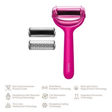 Електронний ролер для обличчя та тіла з мікроголками GESKE MicroNeedle Face&Body Roller 8в1 magenta HB0197 фото Купити Електронний ролер для обличчя та тіла з мікроголками GESKE MicroNeedle Face&Body Roller 8в1 magenta  GESKE 2 129 грн