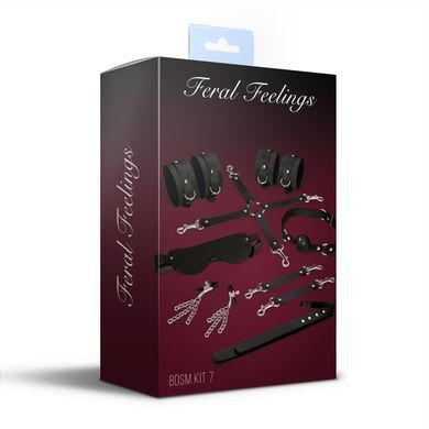 Набір Feral Feelings BDSM Kit 7 Black, наручники, поножі, конектор, маска, падл, кляп, затискачі SO8276 фото Купити Набір Feral Feelings BDSM Kit 7 Black, наручники, поножі, конектор, маска, падл, кляп, затискачі  Feral Feelings (Україна) 3 510 грн