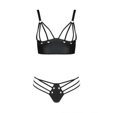 Комплект з екошкіри Passion MALWIA BIKINI 4XL/5XL black, з люверсами та ремінцями, бра, трусики SO7096 фото Купити Комплект з екошкіри Passion MALWIA BIKINI 4XL/5XL black, з люверсами та ремінцями, бра, трусики  Passion (Польща) 3 667 грн