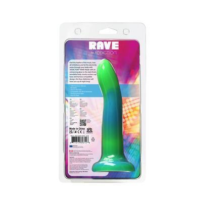Светящийся в темноте фаллоимитатор ADDICTION Rave 8&Prime; Glow in the Dark Dildo Blue Green, 20,3 см SO6849 фото Купить   ADDICTION  2 346 грн