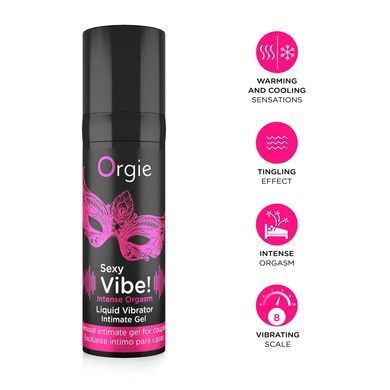 Жидкий вибратор Orgie Sexy Vibe! Intense Orgasm, 15 мл, тепло-холод, очень мощный SX1547 фото Купить   Orgie (Бразилія-Португалія) 1 154 грн
