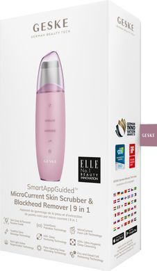 Мікрострумовий скрабер для шкіри та усунення чорних точок GESKE MicroCurrent Skin Scrubber&Blackhead Remover 9в1 magenta HB0148 фото Купити Мікрострумовий скрабер для шкіри та усунення чорних точок GESKE MicroCurrent Skin Scrubber&Blackhead Remover 9в1 magenta  GESKE 1 810 грн
