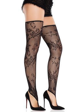 Чулки Leg Avenue Floral Net Toe Loop Footless Thigh Highs One Size SX2763 фото Купить   Leg Avenue (США) 600 грн