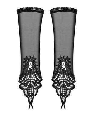 Сетчатые митенки с кружевом Obsessive Luiza mittens One size, черные SO7289 фото Купить   Obsessive (Польща) 517 грн