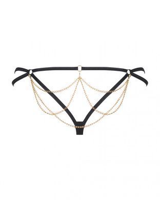 Трусики стринги с цепочками Obsessive Pantheria thong black L/XL Obsessive  &mdash; фото