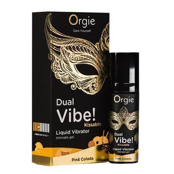 Жидкий вибратор Orgie Dual Vibe! Pina Colada Kissable Liquid Vibrator, 15 мл SX1498 фото Купить   Orgie (Бразилія-Португалія) 784 грн