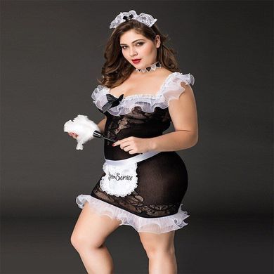 Костюм горничной JSY &laquo;Послушная Эльма&raquo; Plus Size Black, платье, передник, головной убор горничной SO8358 фото Купить   JSY (Китай) 1 219 грн