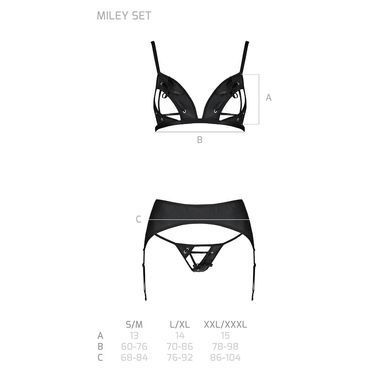 Комплект з екошкіри Passion MILEY SET L/XL, black, трусики, бюстгальтер, пояс для панчіх SO5771 фото Купити Комплект з екошкіри Passion MILEY SET L/XL, black, трусики, бюстгальтер, пояс для панчіх  Passion (Польща) 3 279 грн