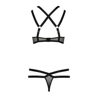 Комплект белья Passion Exclusive HAGAR SET L/XL, black, стрэпы, трусики и лиф PS24704 фото Купить   Passion (Польща) 2 189 грн