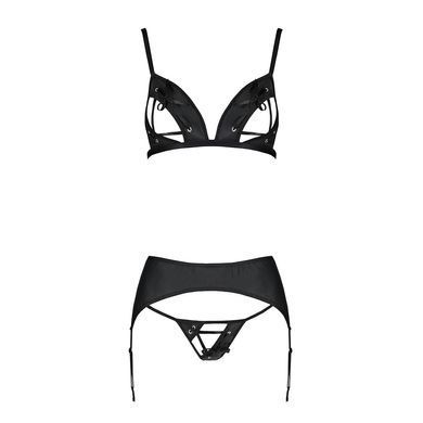 Комплект з екошкіри Passion MILEY SET L/XL, black, трусики, бюстгальтер, пояс для панчіх SO5771 фото Купити Комплект з екошкіри Passion MILEY SET L/XL, black, трусики, бюстгальтер, пояс для панчіх  Passion (Польща) 3 279 грн