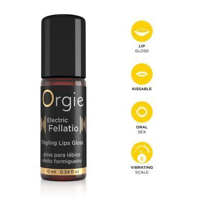 Блиск для губ з ефектом вібрації Orgie Electric Fellatio Lips Gloss, 10 мл, смак фруктового асорті SX1548 фото Купити Блиск для губ з ефектом вібрації Orgie Electric Fellatio Lips Gloss, 10 мл, смак фруктового асорті  Orgie (Бразилія-Португалія) 775 грн