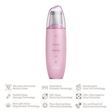 Мікрострумовий скрабер для шкіри та усунення чорних точок GESKE MicroCurrent Skin Scrubber&Blackhead Remover 9в1 magenta HB0148 фото Купити Мікрострумовий скрабер для шкіри та усунення чорних точок GESKE MicroCurrent Skin Scrubber&Blackhead Remover 9в1 magenta  GESKE 1 810 грн