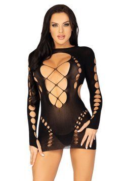 Безшовна мінісукня Leg Avenue Long sleeve cut out mini dress One size Black SO8570 фото Купити Безшовна мінісукня Leg Avenue Long sleeve cut out mini dress One size Black  Leg Avenue (США) 1 108 грн
