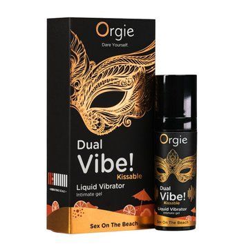 Жидкий вибратор Orgie Dual Vibe! Sex On The Beach Kissable Liquid Vibrator, 15 мл SX1499 фото Купить   Orgie (Бразилія-Португалія) 784 грн