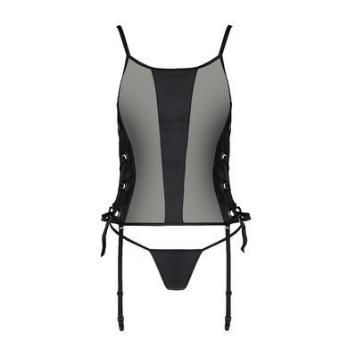 Сетчатый корсет из экокожи Passion MALWIA CORSET 4XL/5XL black, с люверсами и съемными пажами SO7098 фото Купить   Passion (Польща) 3 945 грн