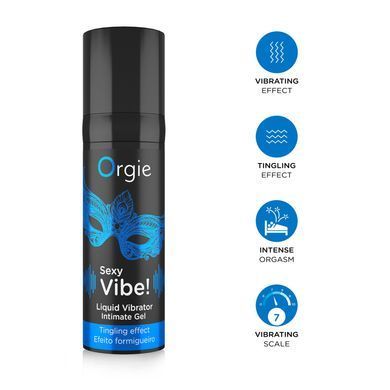Жидкий вибратор Orgie Sexy Vibe! Liquid Vibrator, 15 мл, с эффектом мурашек SX1549 фото Купить   Orgie (Бразилія-Португалія) 923 грн