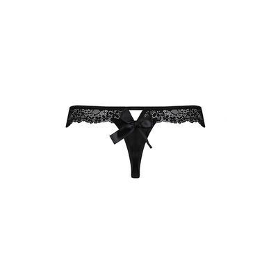 Мереживні трусики-танга з атласним бантиком Passion NAJA THONG L/XL, black SO5364 фото Купити Мереживні трусики-танга з атласним бантиком Passion NAJA THONG L/XL, black  Passion (Польща) 775 грн
