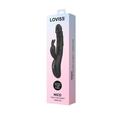 Вібратор-кролик з пульсацією Loviss Nico Thrusting Rabbit Vibrator, 9 режимів, подвійний відросток Loviss  &mdash; фото