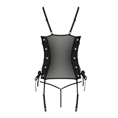 Сетчатый корсет из экокожи Passion MALWIA CORSET 4XL/5XL black, с люверсами и съемными пажами SO7098 фото Купить   Passion (Польща) 3 945 грн