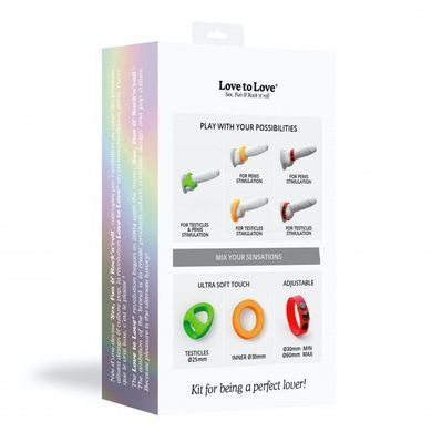 Набір яскравих ерекційних кілець Love to Love NEON RING KIT SO5082 фото Купити Набір яскравих ерекційних кілець Love to Love NEON RING KIT  Love To Love (Франція) 1 265 грн