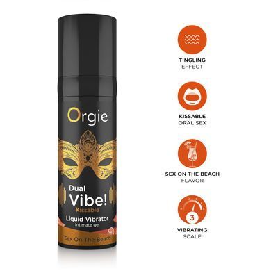 Рідкий вібратор Orgie Dual Vibe! Sex On The Beach Kissable Liquid Vibrator, 15 мл SX1499 фото Купити Рідкий вібратор Orgie Dual Vibe! Sex On The Beach Kissable Liquid Vibrator, 15 мл  Orgie (Бразилія-Португалія) 784 грн