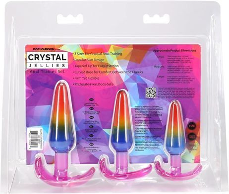 Набір анальних пробок Doc Johnson Crystal Jellies - Anal Trainer Set - Rainbow (м'яте паковання!!!) SX4435-R фото Купити Набір анальних пробок Doc Johnson Crystal Jellies - Anal Trainer Set - Rainbow (м'яте паковання!!!)   1 195 грн