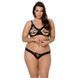 Комплект из экокожи Passion CELINE BIKINI 4XL/5XL black, открытый бра, стринги со шнуровкой SO7057 фото 1